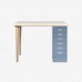 MultiDesk 105 rašomasis stalas su medinėmis kojomis ir 6 stalčiais